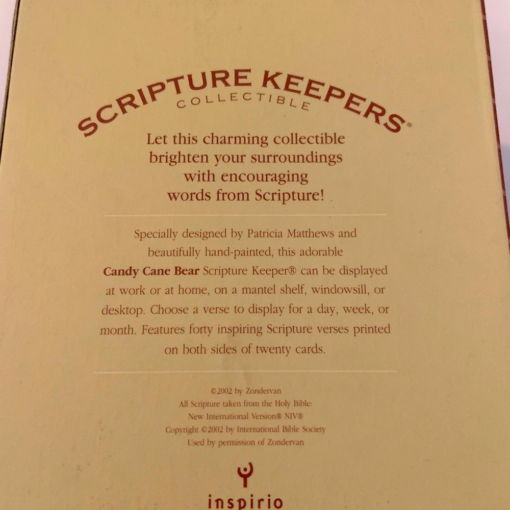 Scripture Keepers Candy Cane Bear Collectable With 40 Scriptures NWOT - Picture 2 of 10